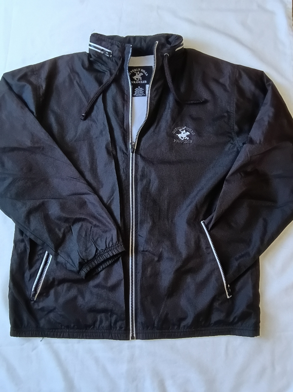 Beverly Hills Polo Club Men Black Zip-Up Windbreaker Jacket Size M.